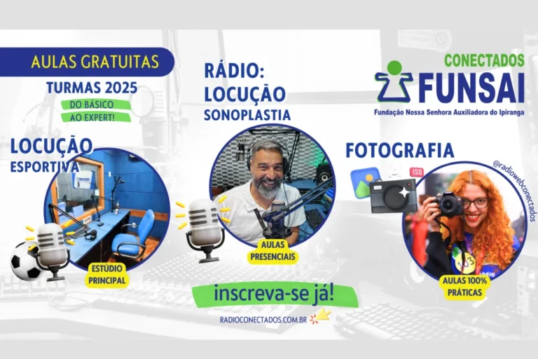 Aulas gratuitas de locução, sonoplastia e fotografia