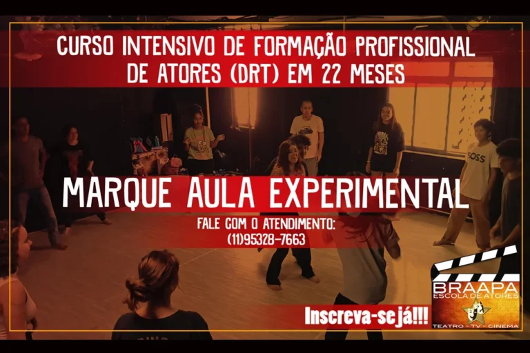 Agende sua aula experimental no Curso de Formação de Atores da Braapa