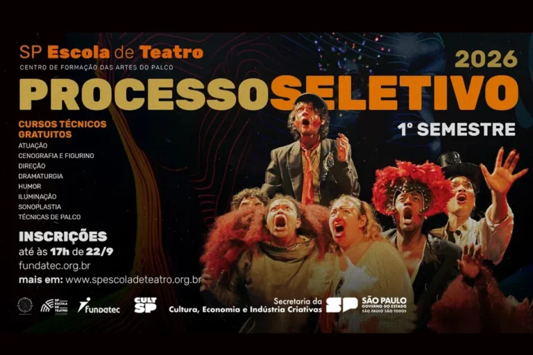 SP Escola de Teatro abre inscrições para o processo seletivo 2026