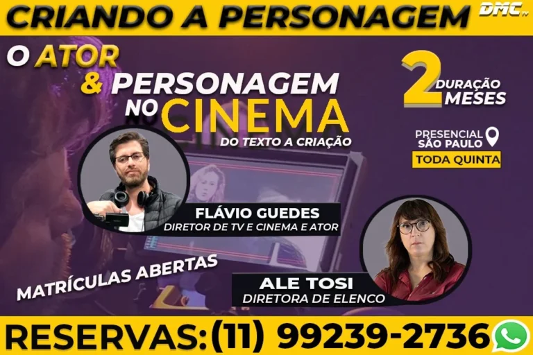 Matrículas abertas para masterclass “O Ator & Personagem no Cinema”